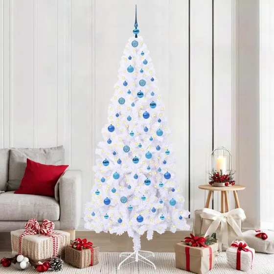 vidaXL Kunstigt juletræ 210 cm med 300 LED'er, Hvid