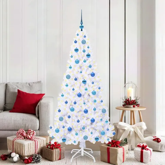 vidaXL Kunstigt Juletræ 180 cm Hvid med 300 LED'er