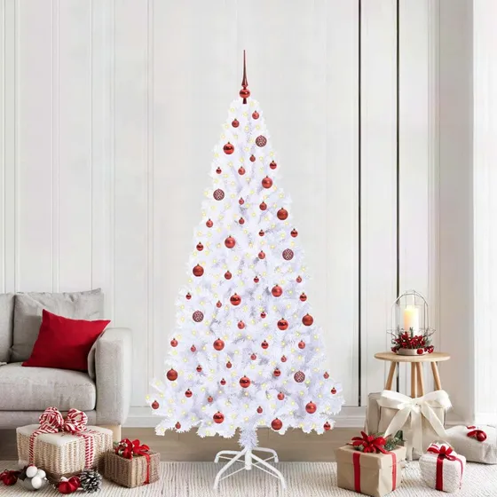 vidaXL Kunstigt Juletræ 210 cm Hvid med 300 LED'er