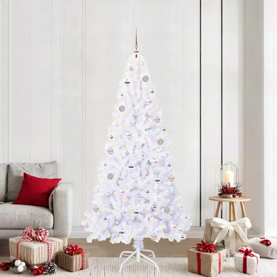 vidaXL Kunstigt Juletræ 210 cm Hvid med 300 LED'er