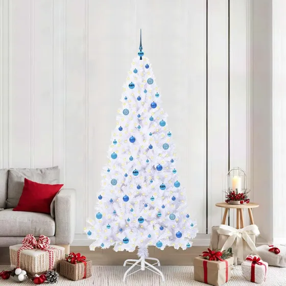 vidaXL Kunstigt juletræ 210 cm med 300 LED'er, Hvid