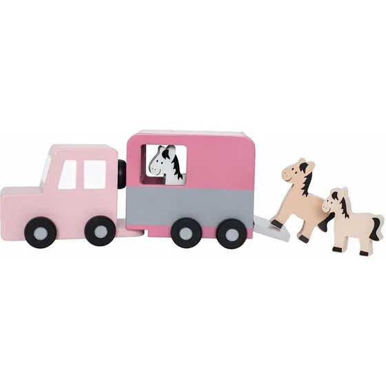 JaBaDaBaDo Træ Hestetrailer, 45x18x24 cm, lyserød