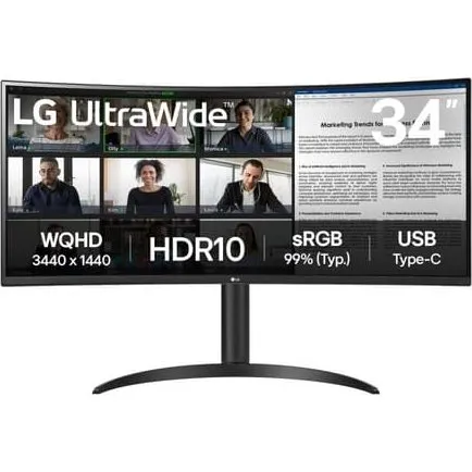 LG 34WR50QK-B 34" UltraWide buet skærm 3440x1440 WQHD 100Hz