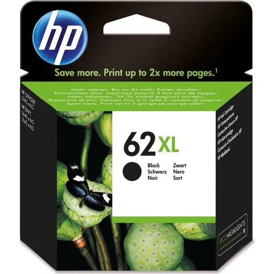 HP 62XL Sort Høj Kapacitet (600 Sider)