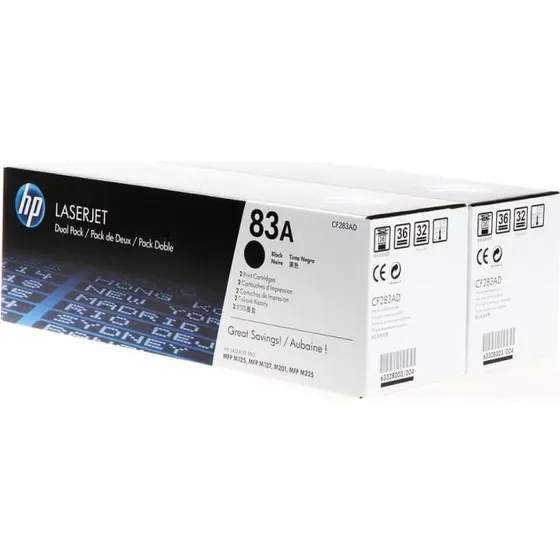 HP 83A Sort 2-pak Toner (CF283AD) – 3.000 sider