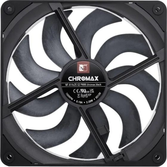 Noctua NF-A14x25 G2 PWM chromax.black 140mm Sort