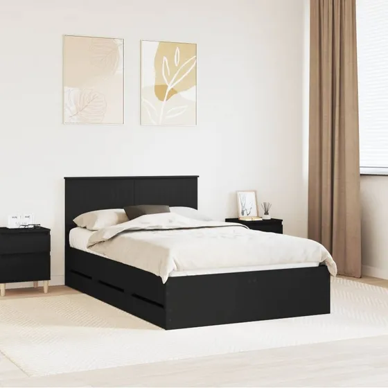 vidaXL Sengestel med Skuffe Sort 120 x 190 cm Ingeniørtræ