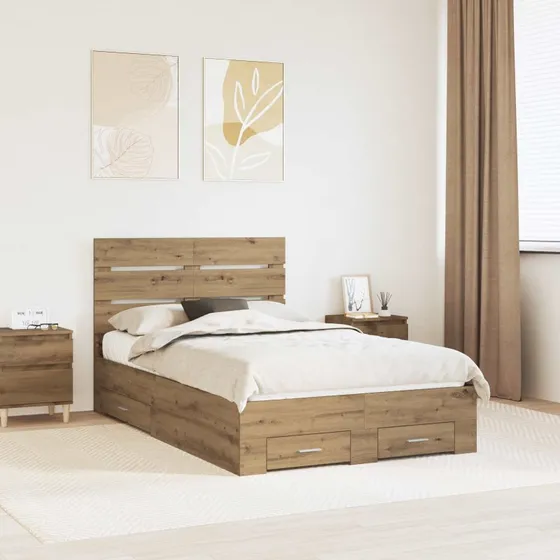 vidaXL Sengestel Artisan Egetræ 120 x 190 cm