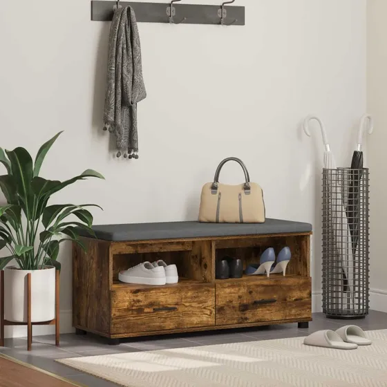 vidaXL Hallbænk Røget Eg 100 x 38 x 46 cm