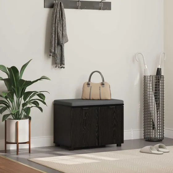 vidaXL Hallbænk med pude, Sort, 60 x 38 x 46 cm