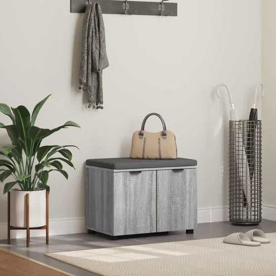 vidaXL Hallbænk Grå Sonoma 60 x 38 x 46 cm med opbevaring