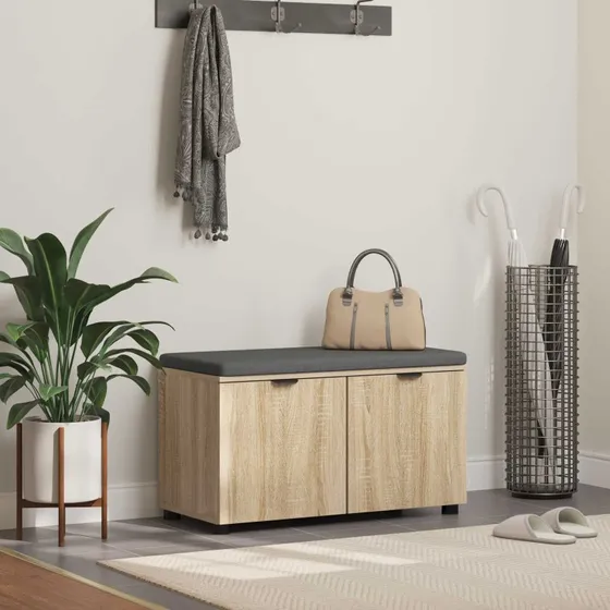vidaXL Hallbænk med dør, Sonoma eg, 80 x 38 x 46 cm