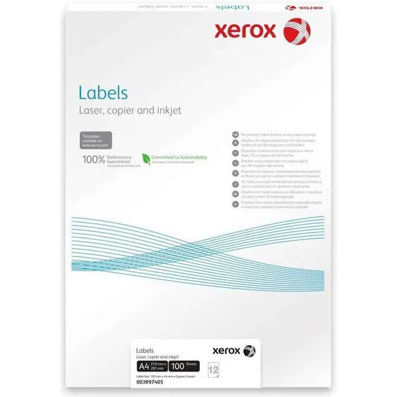 Xerox etiketter 199 x 289 mm 1/ark – permanent, 100 ark