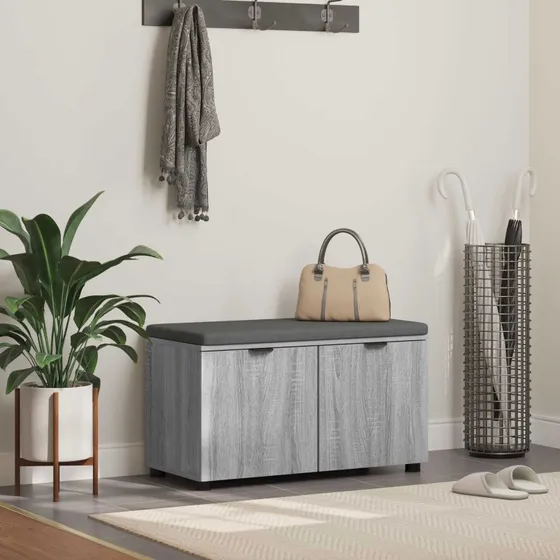 vidaXL Hallbænk Grå Sonoma 80 x 38 x 46 cm med opbevaring