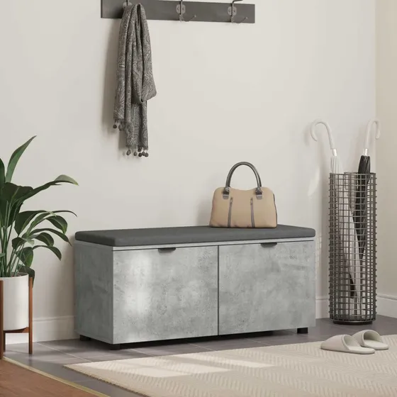 vidaXL Hallbænk med dør, Beton Grå 100 x 38 x 46 cm