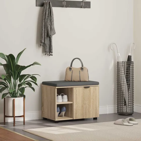 vidaXL Hallbænk med dør Sonoma eg 60 x 38 x 46 cm