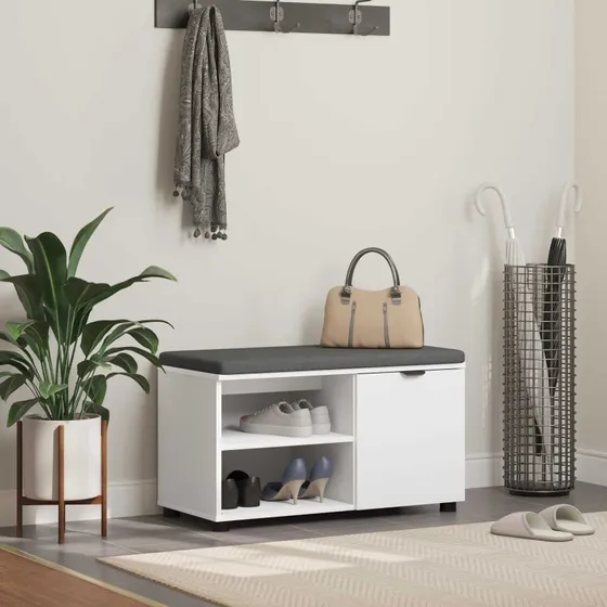 vidaXL Hallbænk med pude Hvid 80 x 38 x 46 cm