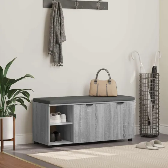 vidaXL Hallbænk Grå Sonoma 100 x 38 x 46 cm