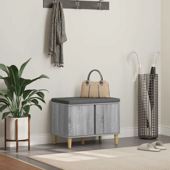 vidaXL Hallbænk Grå Sonoma 60 x 38 x 46 cm med opbevaring