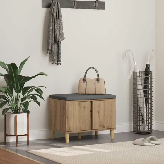 vidaXL Hallbænk Artisan Egetræ 60 x 38 x 46 cm med opbevaring