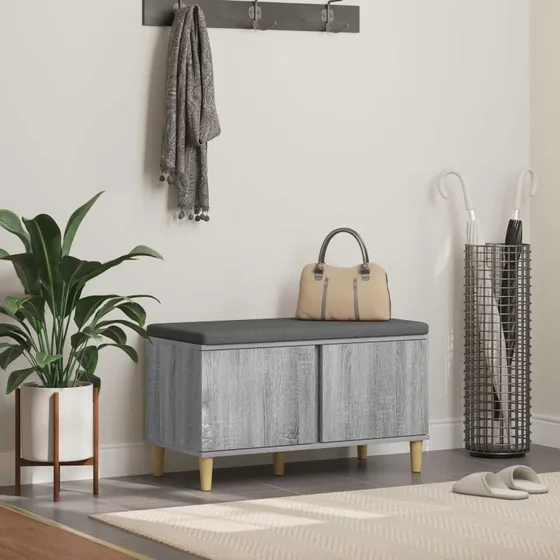 vidaXL Hallbænk Grå Sonoma 80 x 38 x 46 cm med opbevaring