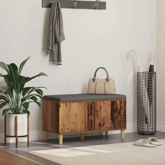 vidaXL Hallbænk Gammelt Træ 80x38x46 cm med Opbevaring