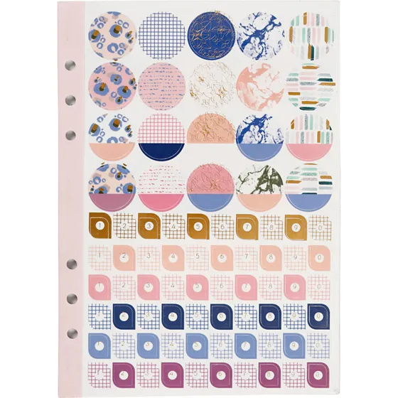 Stickersbog A5 – 578 klistermærker (lilla, guld, rosa)