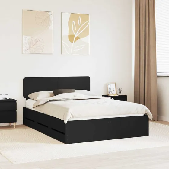 vidaXL Sengestel med skuffe Sort 160 x 200 cm Konstrueret træ