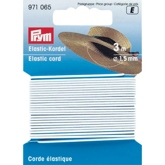 Prym Rund Elastik 1,5 mm, Hvid (3 m)