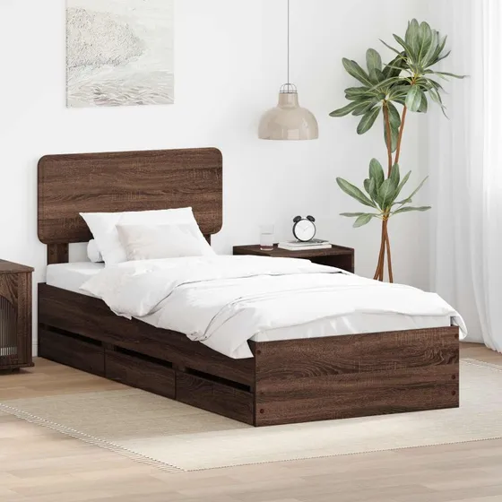vidaXL Sengestel med Skuffe Brun 75 x 190 cm