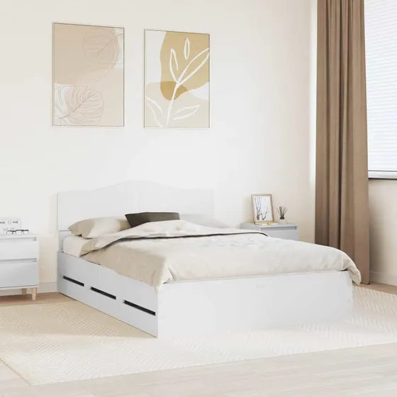 vidaXL Sengestel med skuffe Hvid 160 x 200 cm Ingeniørtræ
