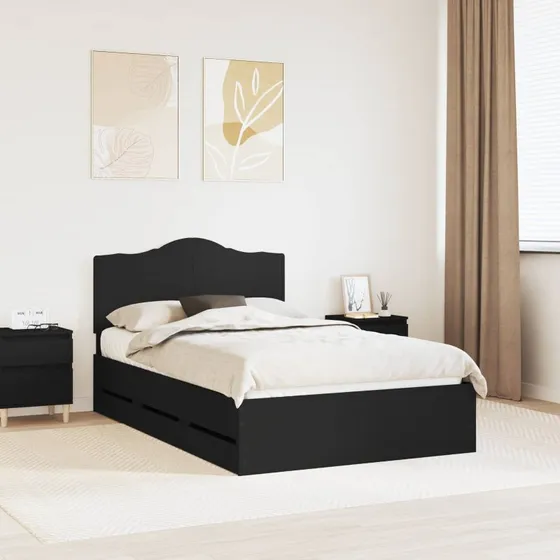 vidaXL Sengestel med Skuffe Sort 120 x 190 cm Ingeniørtræ