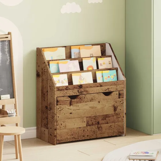 vidaXL Børnebogreol Gammelt Træ 60x29,5x69 cm Konstrueret Træ