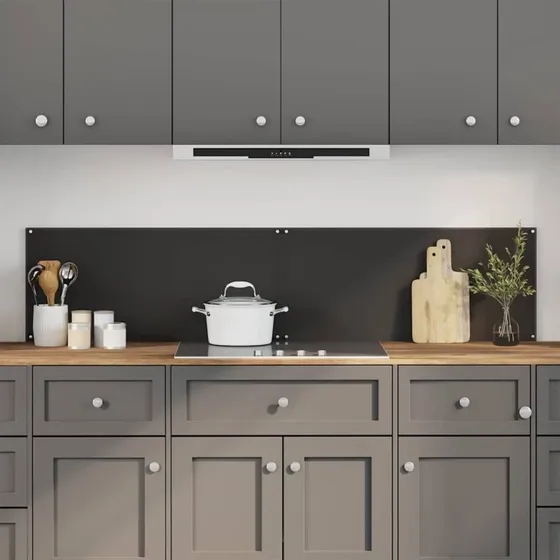 vidaXL Køkkenbacksplash 2 stk Sort 90 x 40 cm hærdet glas