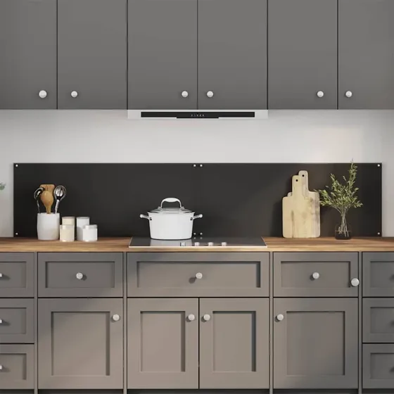 vidaXL Køkkenbacksplash 2 stk, Sort, 100 x 40 cm, hærdet glas