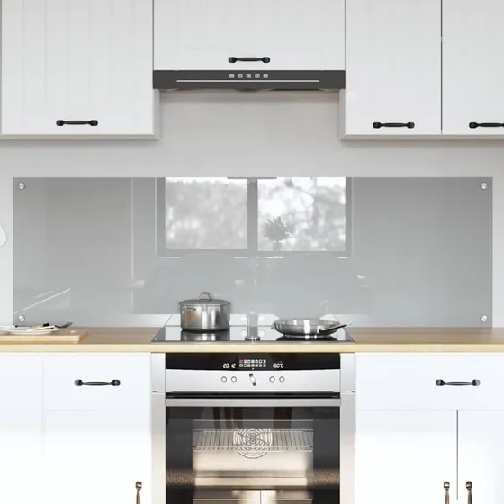 vidaXL Køkkenbacksplash 2 stk Lysegrå 80 x 50 cm hærdet glas