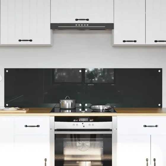 vidaXL Køkkenbacksplash 2 stk Mørkegrå 80 x 40 cm hærdet glas