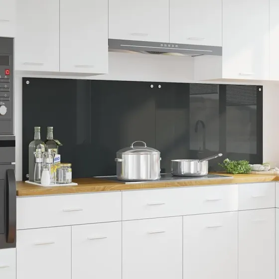vidaXL Køkkenbacksplash 2 stk Mørkegrå 90 x 60 cm hærdet glas