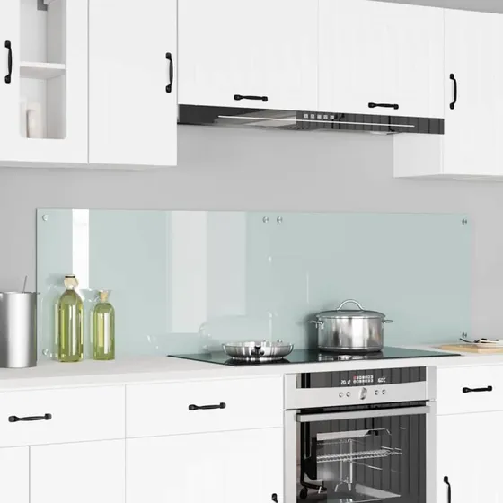 vidaXL Køkkenbacksplash 2 pcs Hvid 90 x 50 cm hærdet glas