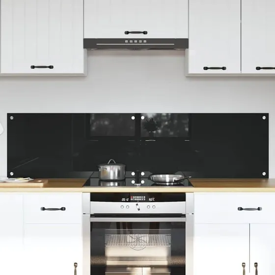 vidaXL Køkkenbacksplash 2 stk, Sort, 80 x 40 cm, hærdet glas