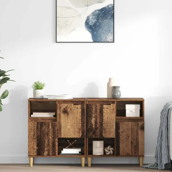 vidaXL 2-pces Sideboard Gammelt Træ 60x35x70 cm Konstrueret Træ