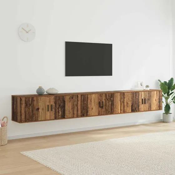 vidaXL Væghængt TV-skab 3-pces Gammelt Træ 100x34,5x40 cm
