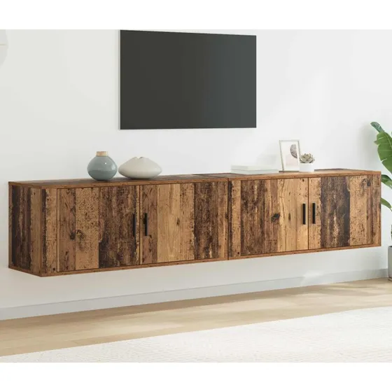 vidaXL Væghængt TV-skab 2 stk Gammelt træ 100 x 34,5 x 40 cm