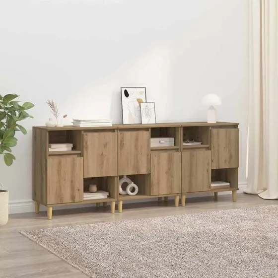 vidaXL Artisan Egetræ Sideboard 3 stk, 60 x 35 x 70 cm