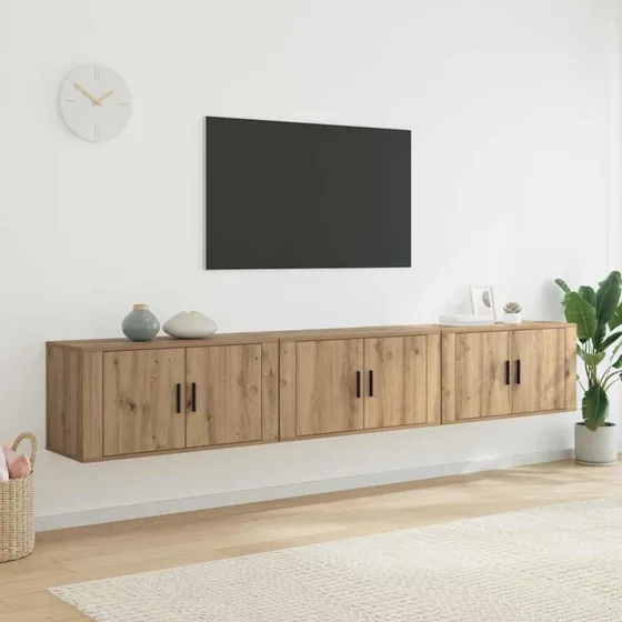 vidaXL Væghængt TV-skab 3-pc Artisan Egetræ 80x34,5x40 cm