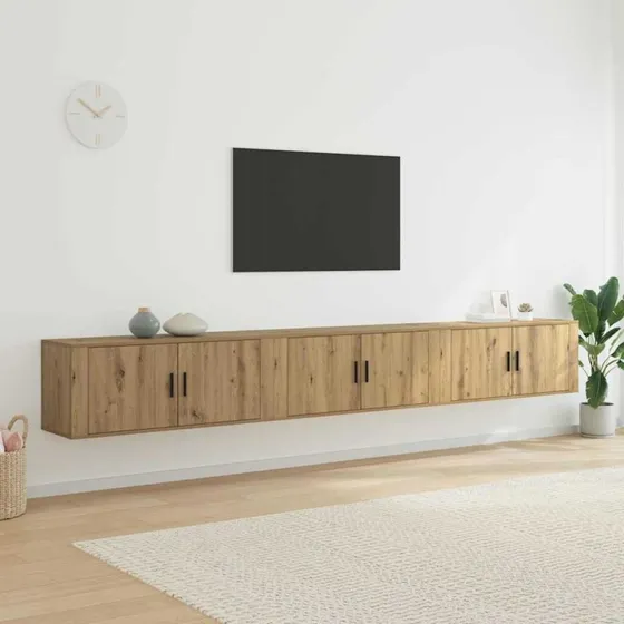 vidaXL Væghængt TV-skab 3-pces Artisan Egetræ 100x34,5x40 cm