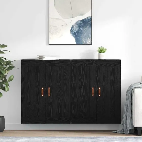 vidaXL Væghængt Skab 2 stk, Sort Eg, 69,5 x 34 x 90 cm
