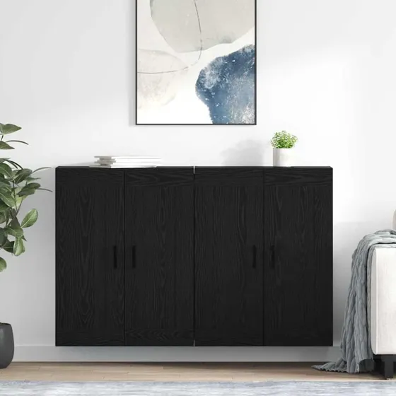 vidaXL Væghængt Skab 2 stk, Sort Eg 69,5 x 34 x 90 cm