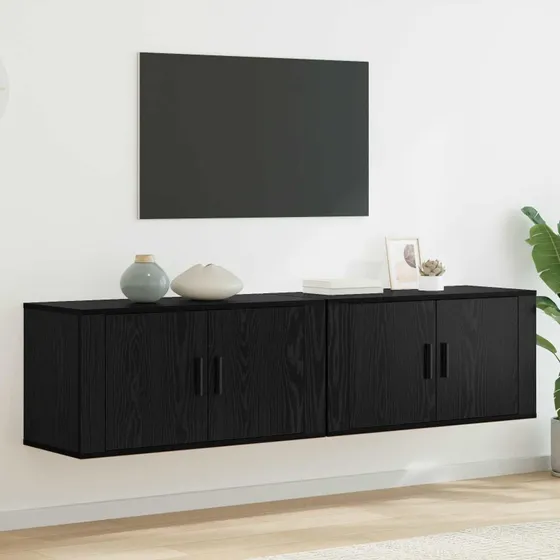 vidaXL Væghængt TV-skab 2 stk, Sort, 80 x 34,5 x 40 cm