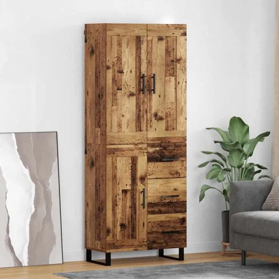 vidaXL Highboard Gammelt Træ 69,5 x 34 x 180 cm